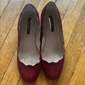 Kensie Maroon Flats Suede block heels